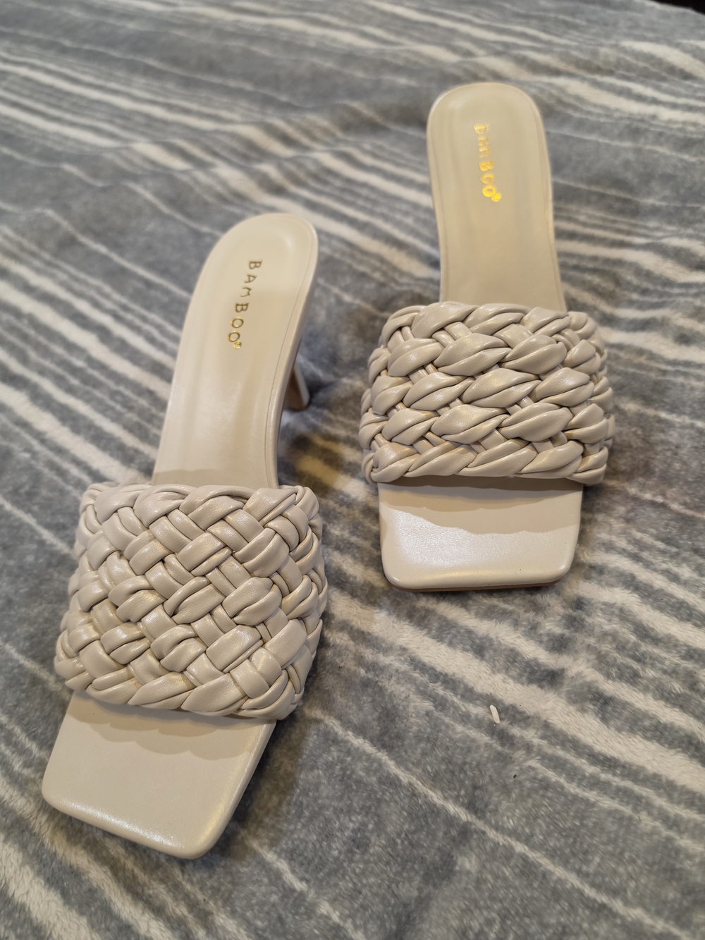 BAMBOO Braided Slide Mules in White